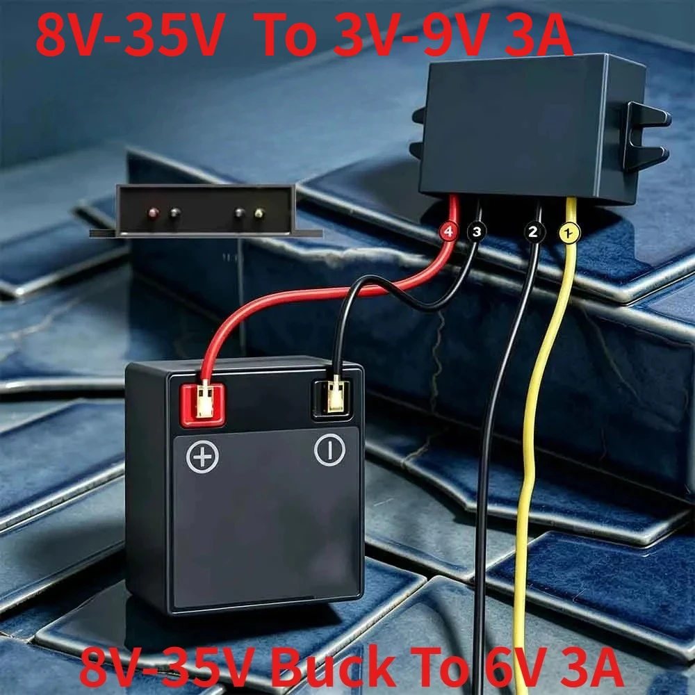 DC/DC Converter Buck Module 8V-35V Buck To 6V 3A Waterproof Max Power Converter With Overcurrent Protection Overheat Protection