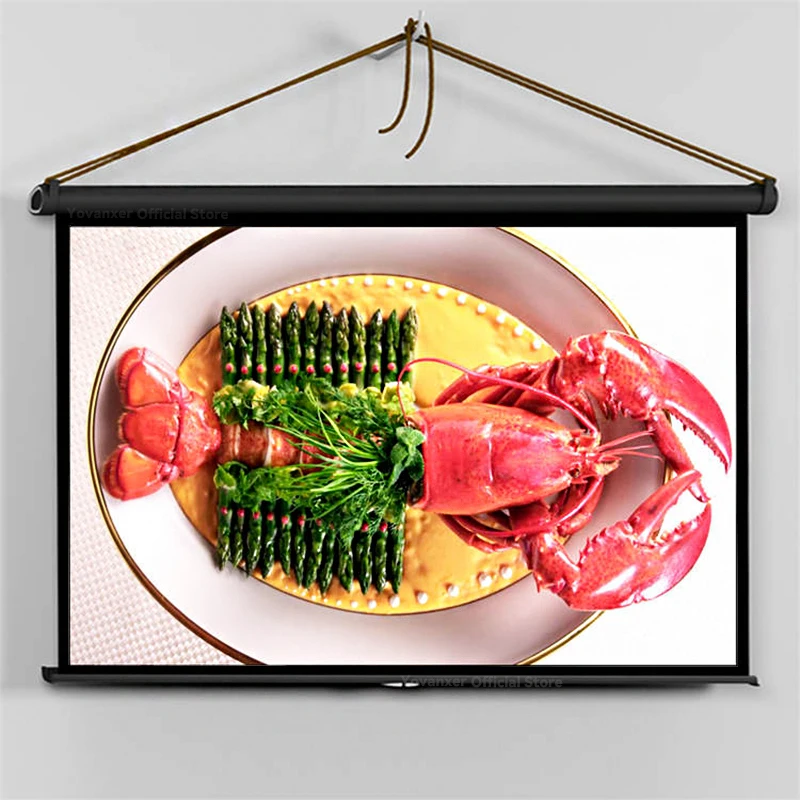 شاشة عرض محمولة من Yovanxer، شاشة عرض قابلة للسحب لأعلى مع حامل لفيلم الساعة للتخييم في الهواء الطلق ومكتب الأعمال