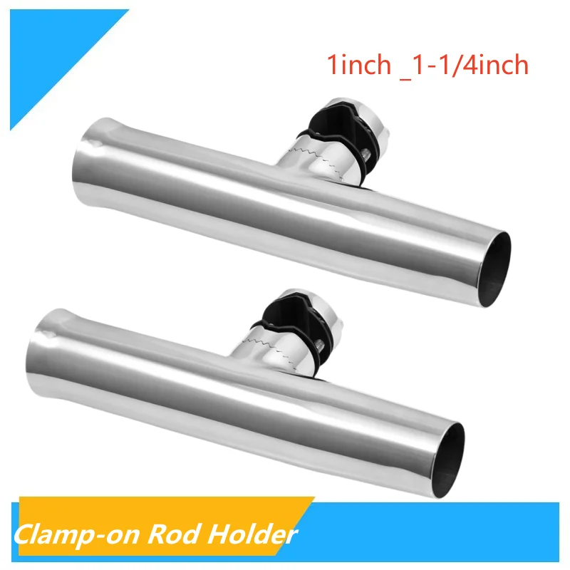 

2 PCS Boat Accessories Fishing Rod Holder Stainless Steel Clamp On Fishing Rod Holder Rails 25mm To 32mm Tube Yacht