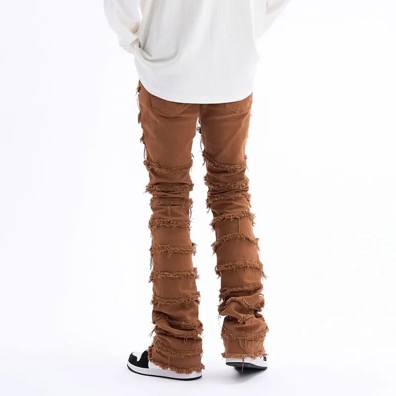 

Уличная одежда в стиле Харадзюку, полосатые потертые прямые мешковатые джинсовые брюки с бахромой, однотонные мужские и женские повседневные джинсовые брюки