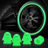 4pcs Luminous Valve Caps Fluorescent Night Glowing Decor Car Motorcycle Bicycle Wheel Hub Valve Stem Cap Styling Car Accessories