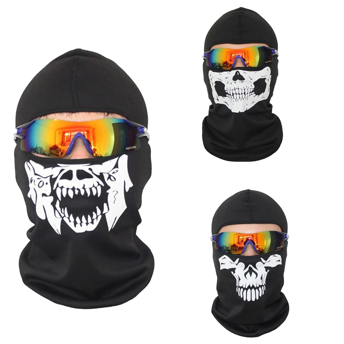 Motorrad-Sturmhaube mit Totenkopf-Print, Winddichte Vollgesichtsmaske für Motorrad, Ski, Kopf- und Nackenwärmer, Fahrradhelm-Unterziehmütze