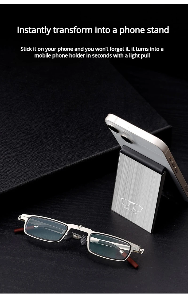 Ultraleichte, faltbare Lesebrille aus Metall für Damen und Herren, tragbare Presbyopie-Brille, faltbare Anti-Blaulicht-Brille für Herren – Detail 3