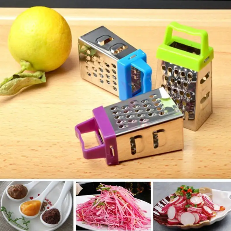 Mini râpe à concombre à quatre côtés en acier inoxydable, raboteuse à fruits, trancheurs de fromage, carottes et légumes, Gadgets de cuisine pour la maison, 2 pièces