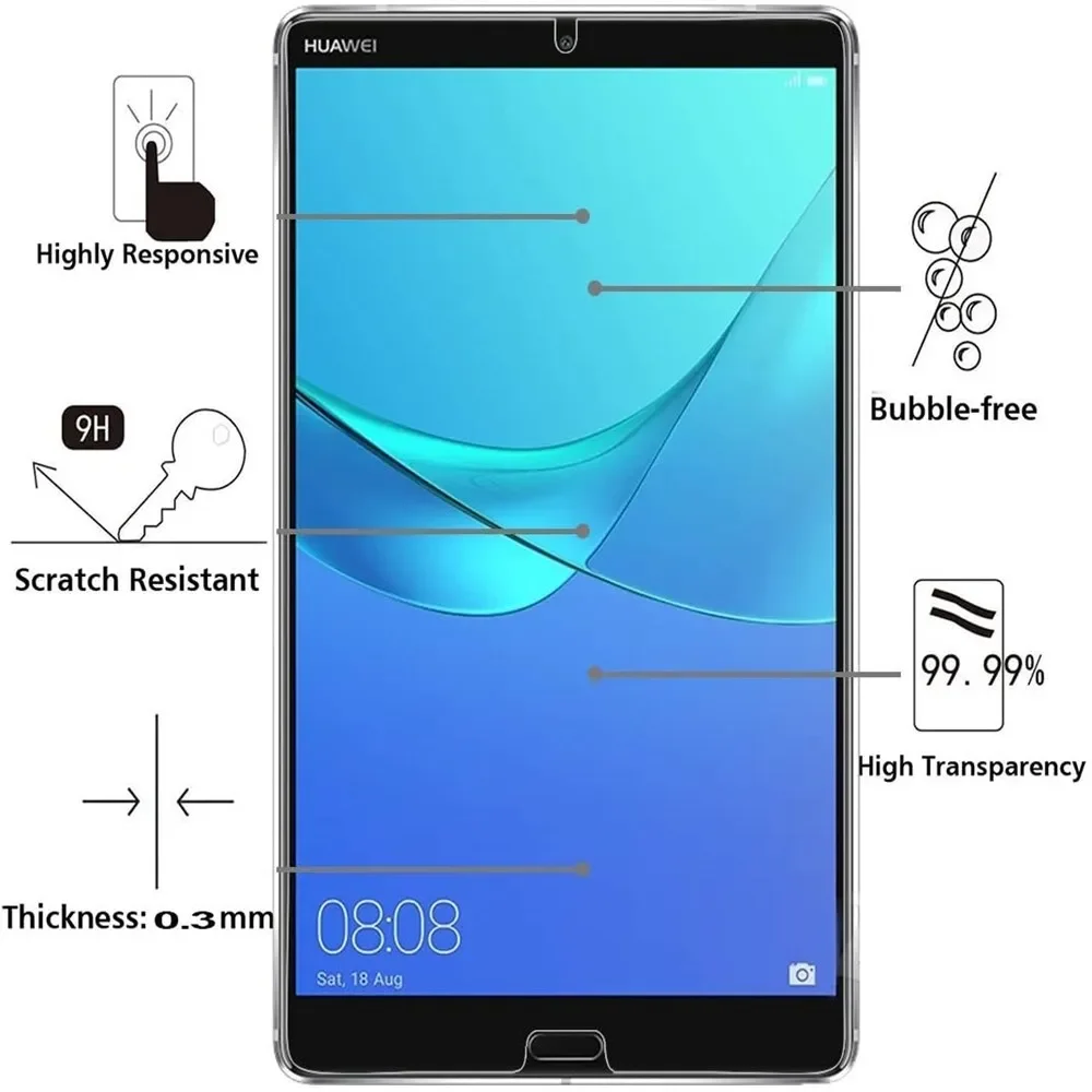 3 قطعة الزجاج المقسى لهواوي Mediapad M5 8 8.4 بوصة حامي الشاشة SHT-W09 SHT-AL09 مكافحة بصمة اللوحي طبقة رقيقة واقية