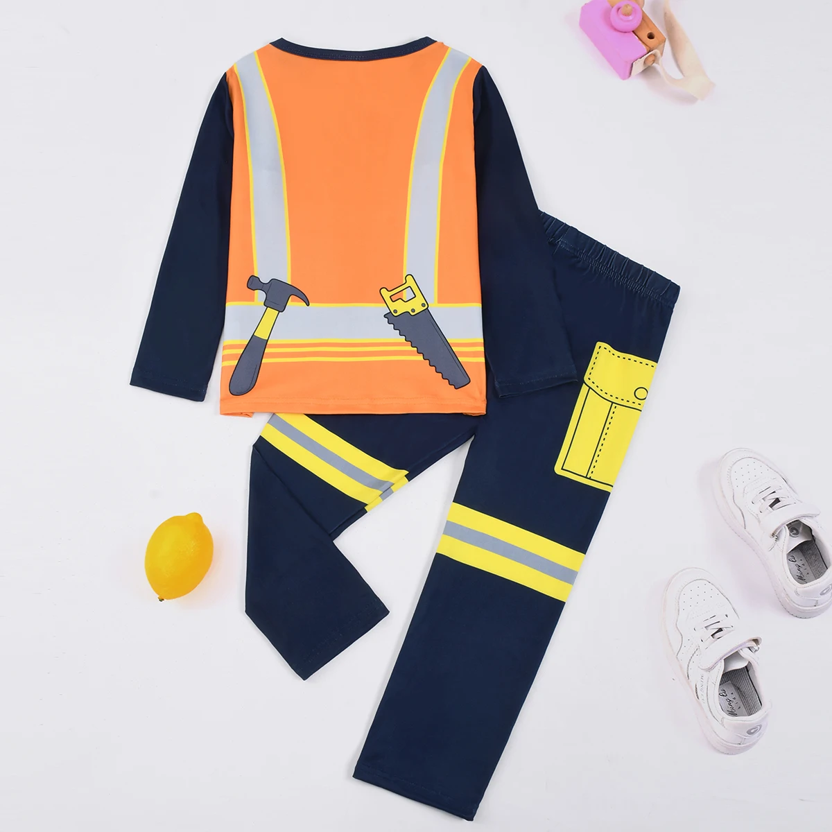 1615 Flammhemmendes Digitales Arbeitskleidungs-Stil Langarm- und Langhosen-Pyjama-Set, Geeignet für Jungen im Alter von 3 bis 8 Jahren – Detail 2