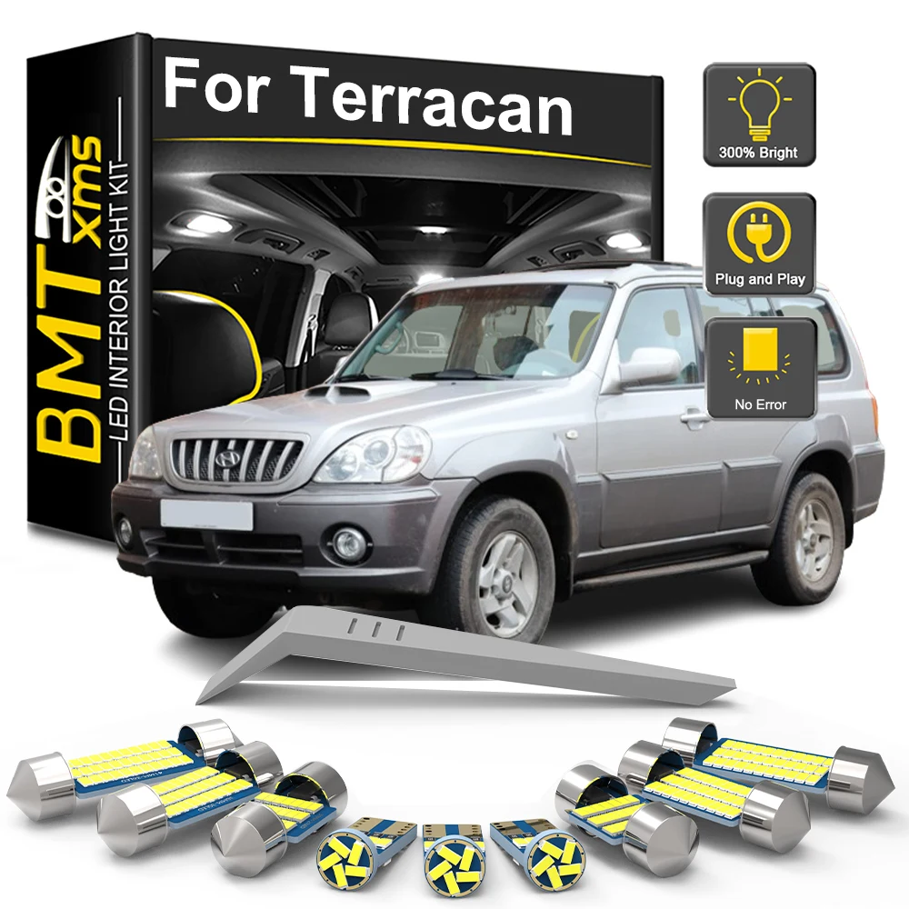 

BMTxms 12Pcs Canbus For Hyundai Terracan 2001 2002 2003 2004 2005 2006 2007 2008 Car Dome Trunk LED Interior Light Bulb Kit