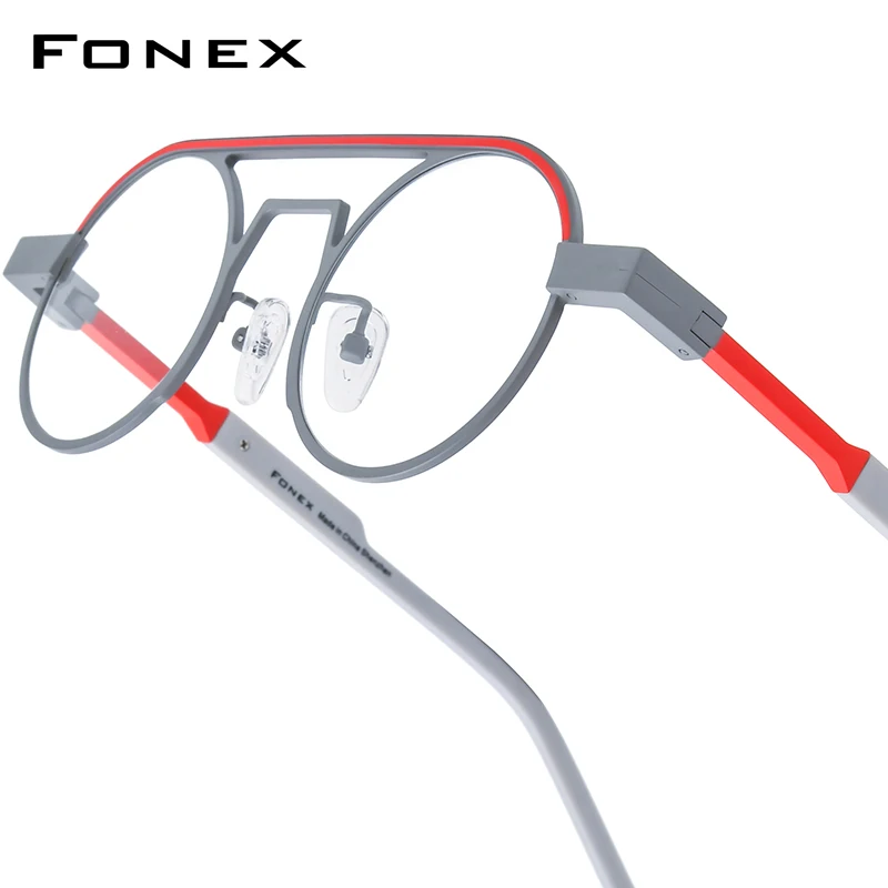 FONEX Pure Titanium Eyeglasses Frame Women Brand Design Retro Vintage Round Glasses Frames Men Japanese Handmade Eyewear 85882