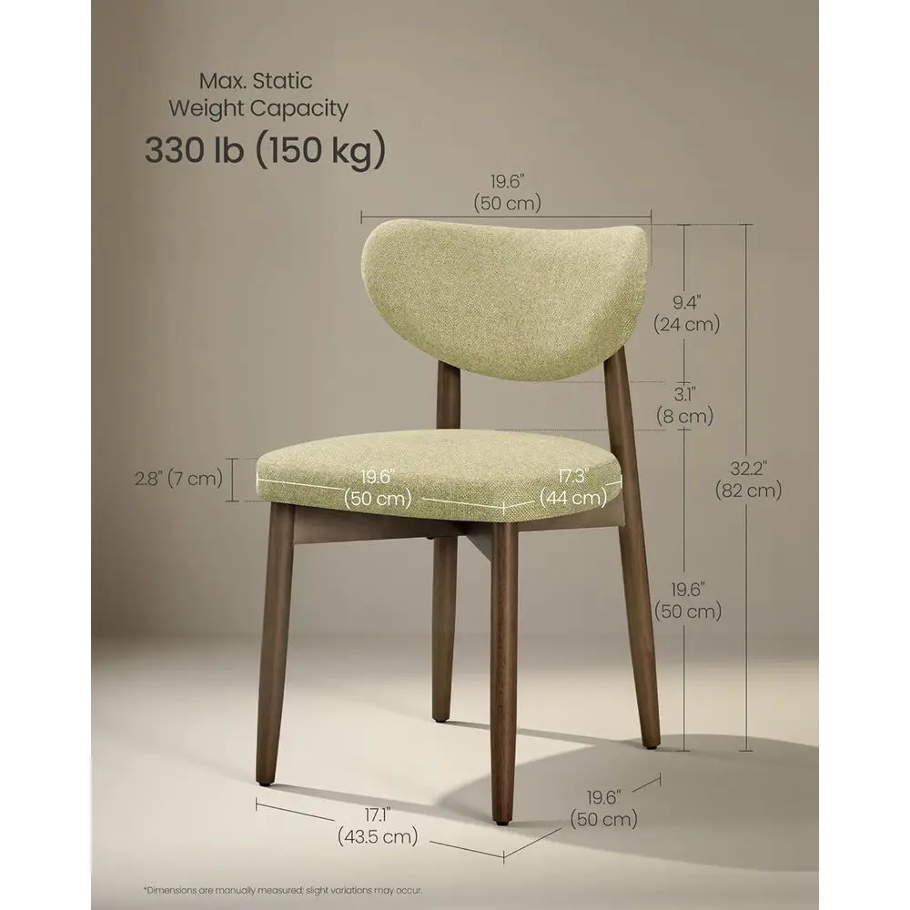 Wooden Dining Chairs t o 2, Upholstered Kitchen Chairs with Solid Wood Legs, Ergonomic Curved ackrest, uilt-in Handle, Century e