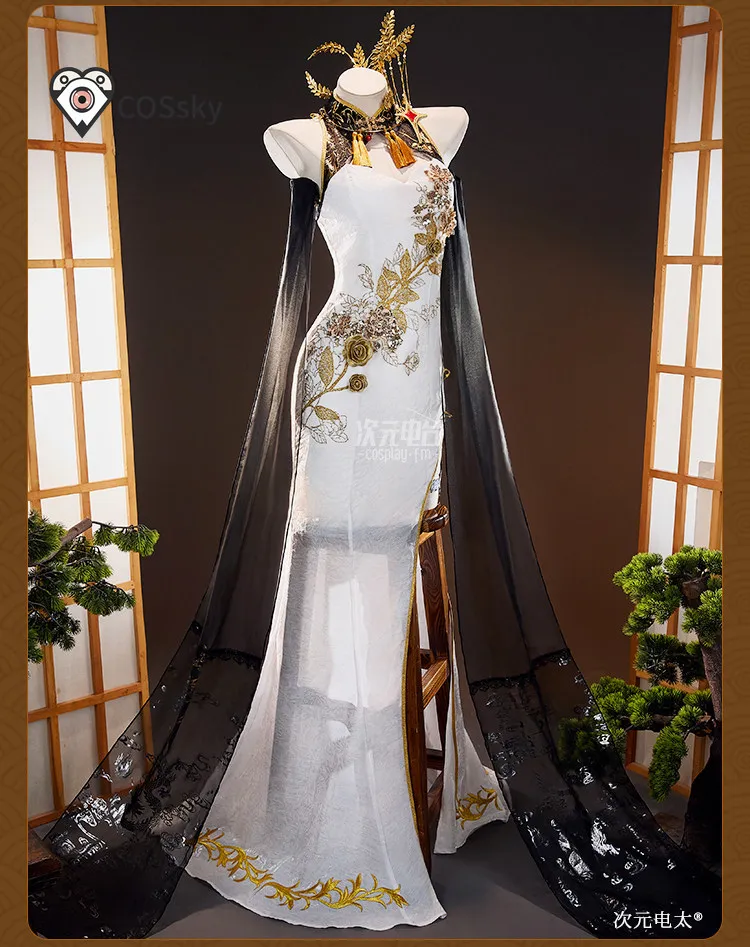 

Crown Cosplay Costume Third Anniversary Crown Cheongsam Game NIKKE Halloween Party Women's Elegant Chinese Style Dress Wig Prop
