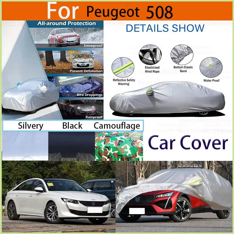 

Outdoor Full Protection Waterproof Dustproof Heat-Resistant All-Season Use Exterior Car Cover for Peugeot 508