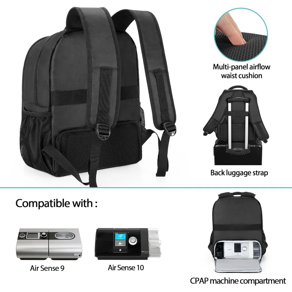

CPAP Backpack Compatible with ResMed Air Sense 11, Air Sense 10, Air Sense 9, CPAP Travel Bag with Luggage Strap Compatible