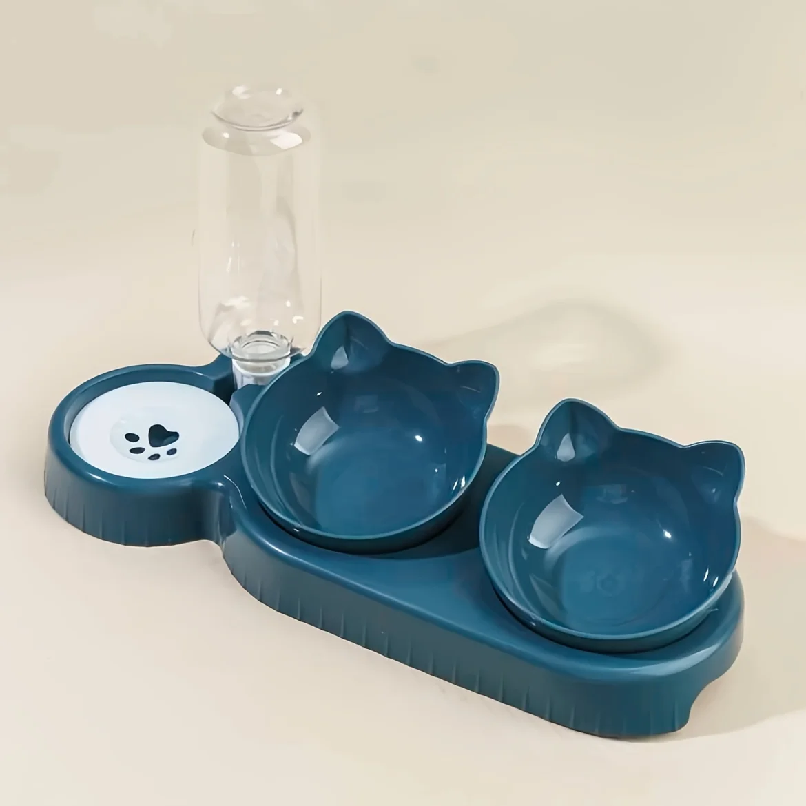 NONE Haustiersc halen mit Wasserzufuhr, 3-in-1-Ohr-Design, gekipptes Katzen wasser und Futtern apf mit Schwerkraft wasser flasche zum Nackenschutz 5