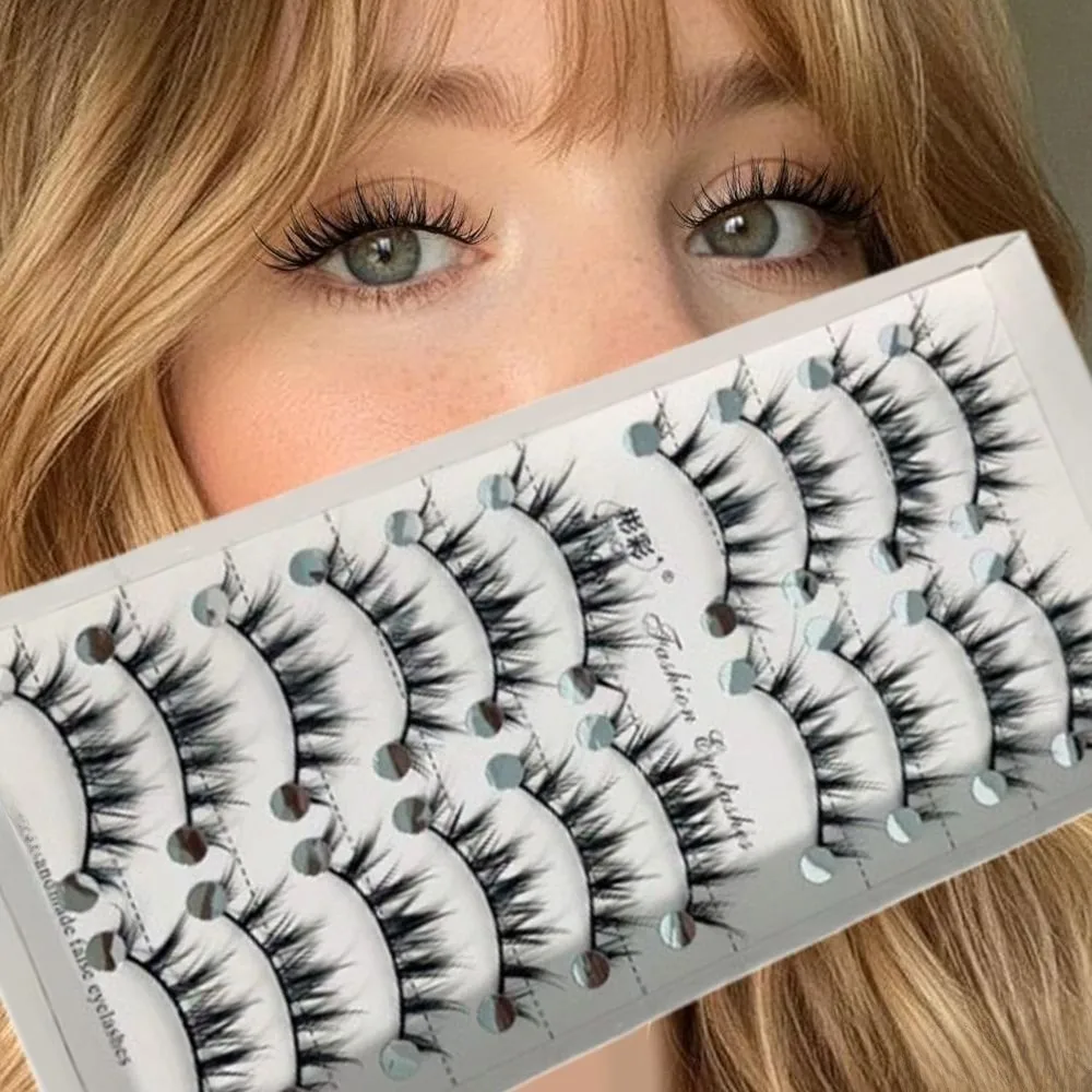 Novo 3d falso vison cílios postiços cruz macia bagunçado denso cílios 13mm ferramentas de maquiagem dos olhos extensão dos cílios