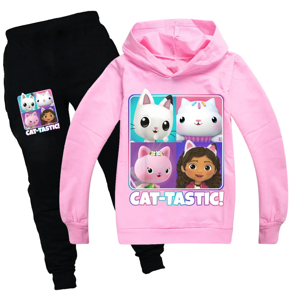 New Gabbys Doolhouse Clothes Kids Gabi Chat Hoodies&Sweatshirts+Pants 2pcs Sets Boys Cartoon Autumn Tracksuit Baby Girls Outfits