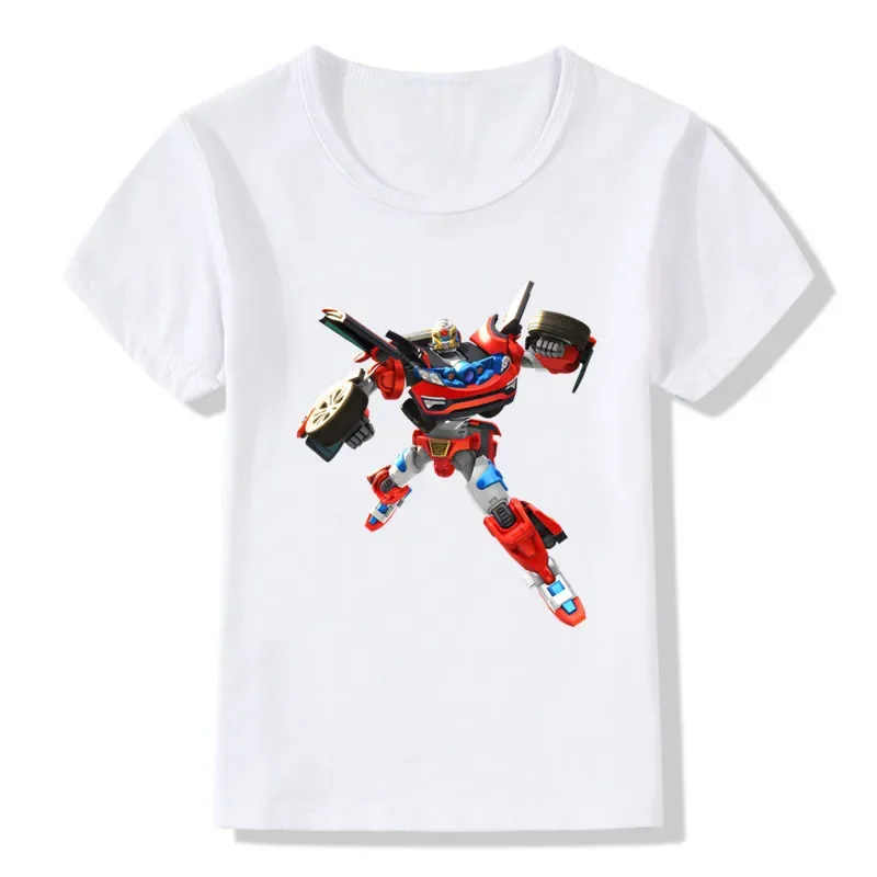 Tobot Evolution Transformer Robot Car Print Boys T-shirts Summer Fashion Kids Tshirt Streetwear Baby Girls Clothes Children Tops