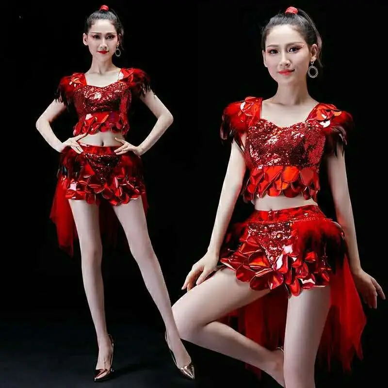 Nuevo traje de actuación de lentejuelas de Jazz de danza moderna personalizado para mujer adulta grupo Gogo bailarina trajes de actuación de canto en escenario