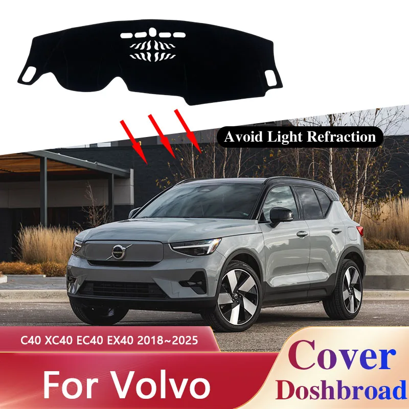 Dashboard Cover For Volvo C40 XC40 EC40 EX40 2018~2025 Car Dash Board Anti-UV Sun Shades Non-slip Cushion Parts Accessories