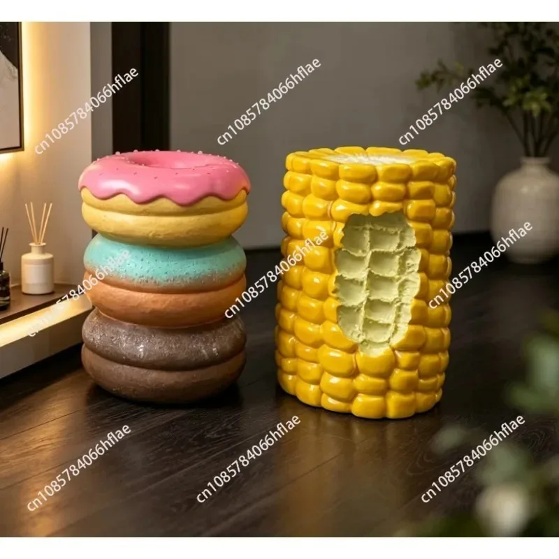 Trendy Resin Low Stool, Corn Cob & Burger Shaped Decorative Stool for Home