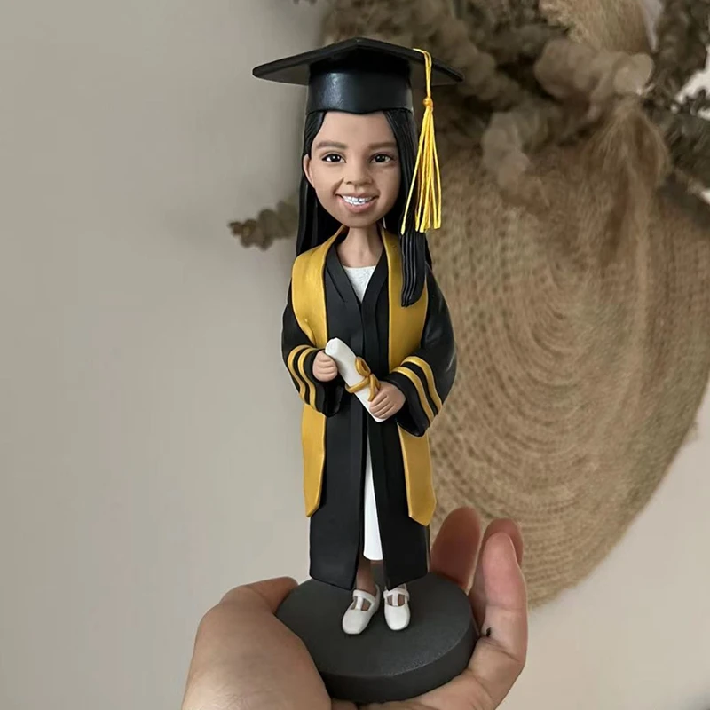 

Academic Achievements Immortalized Custom Soft Clay Graduation Bobbleheads with Cap and Gown Details for a Memorable Keepsake