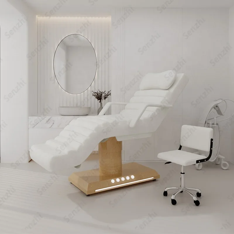 

Luxurious Electric Eyelash Bed Gold-plated Base with Foot Control 3 Motors Beauty Massage Bed Salon Furniture Massage Table