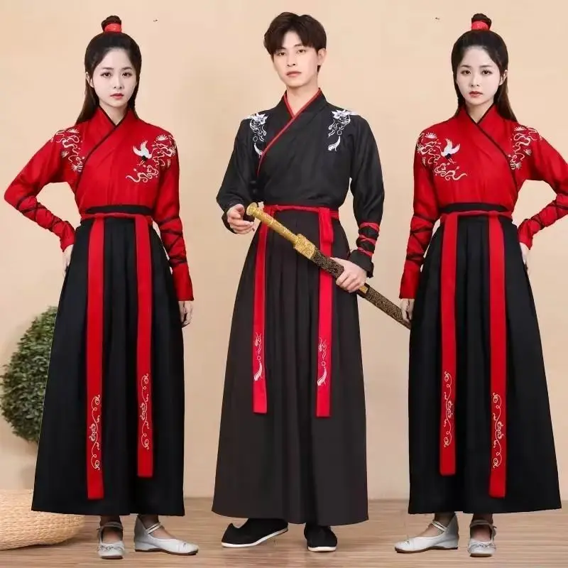 Unisex Hanfu Wuxia Costume Men Women Chinese Style Swordsman Tang Ming Dynasty Stage Dance Performance Halloween Cosplay Party