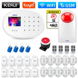 KERUI W202 Home Central Alarm System WIFI GSM Smart Security Alarm Kit Tuya APP RFID Remote Control with Motion Sensor Detector