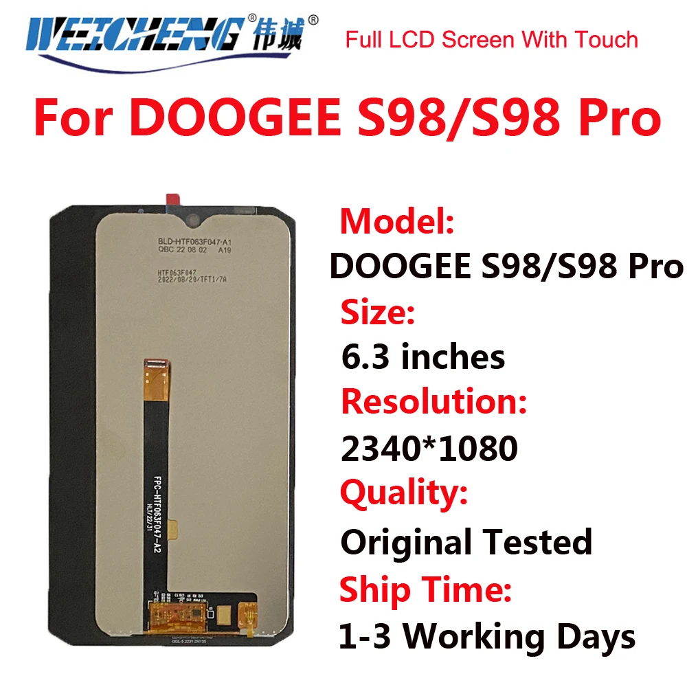 For Doogee S88 S98 Pro LCD Display+Touch Screen Digitizer Assembly LCD Display For Doogee S61 S86 S89 S96 S97 Pro S99 S59 LCD