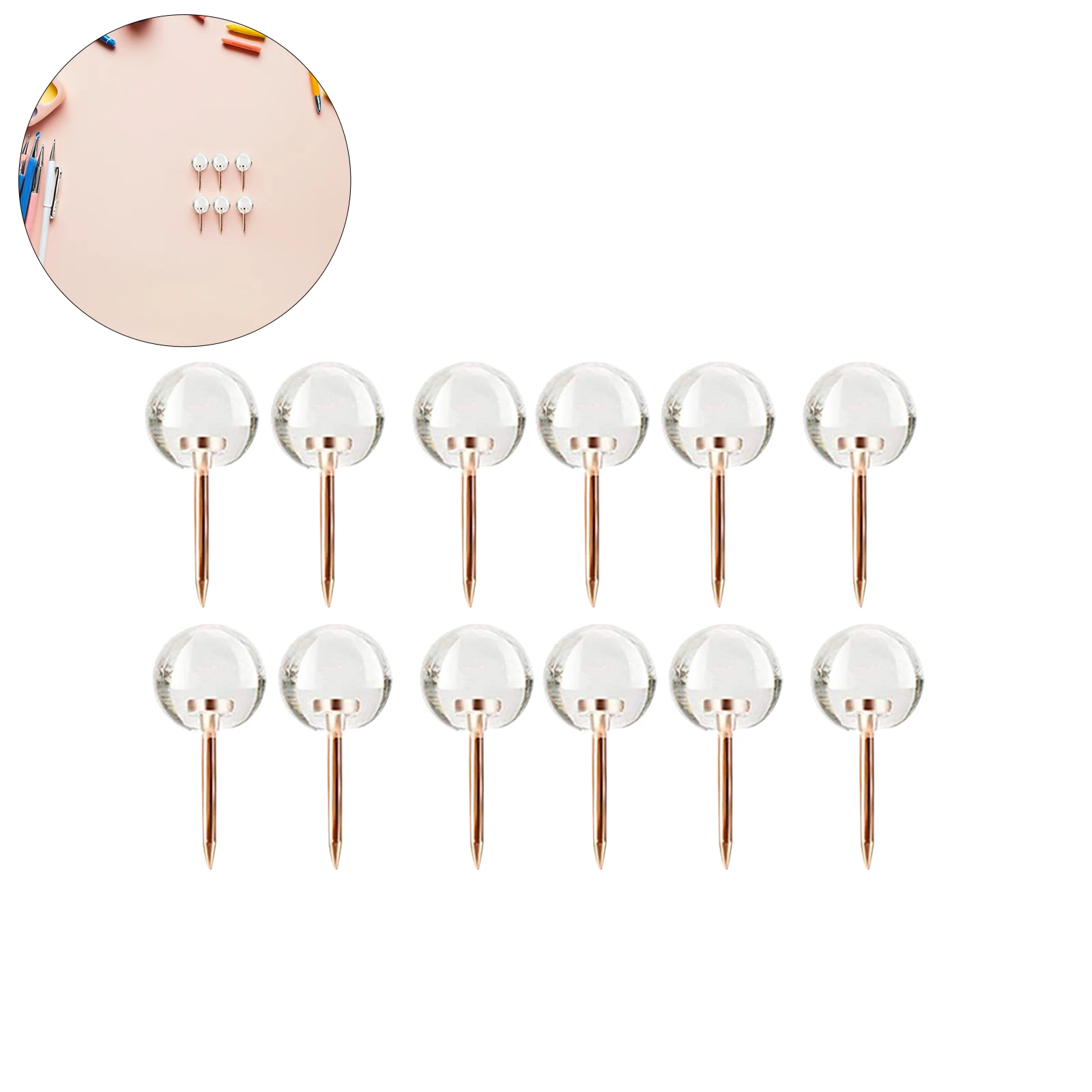 

50Pcs Transparent Thumb Tack Multi-Function Pushpins Creative Design Ball Shaped Easy to Use Home Office Desk