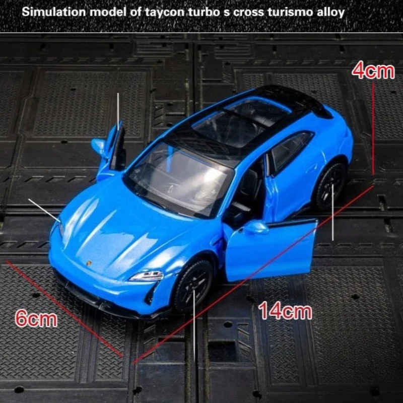 Modèle de voiture en alliage Taycon Turbo S Turismo 1:36, avec son et lumière, véhicule jouet pour enfants, ornements, cadeau