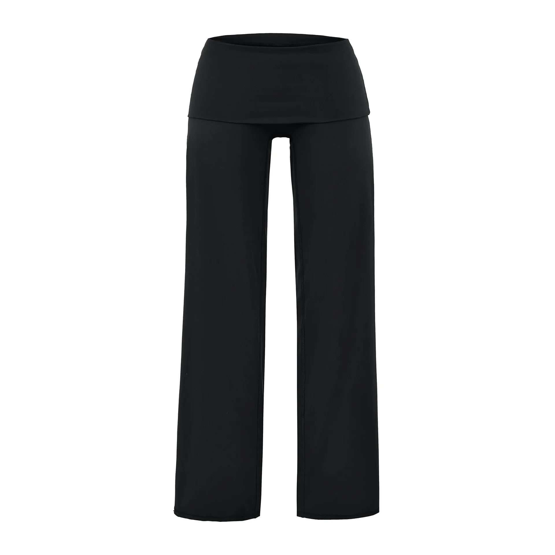 Slimming High Waist Bell Bottom Casual Pants Women's Fashionable Drapey Micro Flared Nylon Leisure Long Trousers