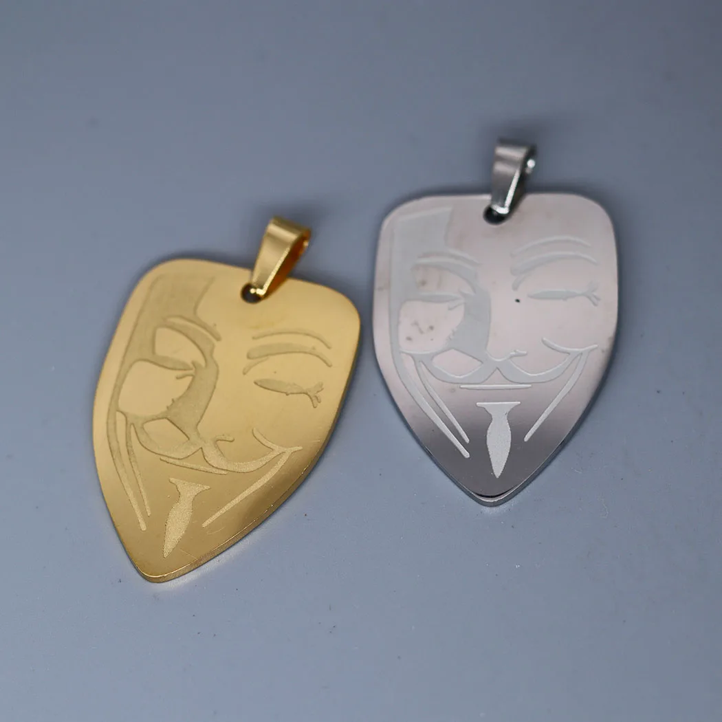 2pcs Guy Fawkes Men V for Vendetta Punk Mask Stainless Steel Charms Pendants for Necklaces Jewelry Making Supplies Wholesale