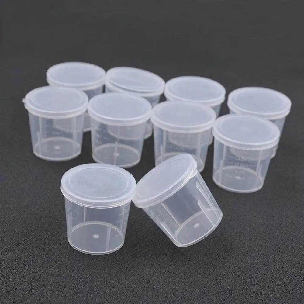 10Pcs Plastic Measuring Cups Lab Chemistry Kitchen Liquid Measure Tool 30ml Clear Plastic Graduated Measuring Cup for Baking Bea