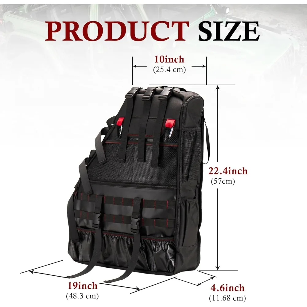 CQ2 قطعة حقيبة تخزين قضيب لف لـ 1997-2023 جيب رانجلر JK TJ LJ & Unlimited JL 4-Door، أداة متعددة الجيوب حقيبة البضائع السرج #6
