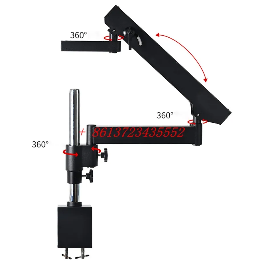 Typ przedłużenia Regulowany kierunek Zacisk przegubowy Uchwyt Ramię 76 mm Pierścień ogniskujący Stereofoniczny trójokularowy stojak na mikroskop