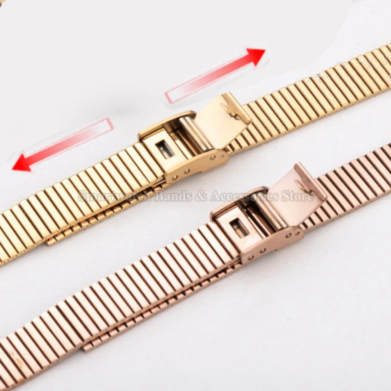 10mm 12mm 14mm 16mm Stainless Steel Watch Band for Men Women Ultra Thin Wrist Band Replacement Metal Bracelet Watch Accessories