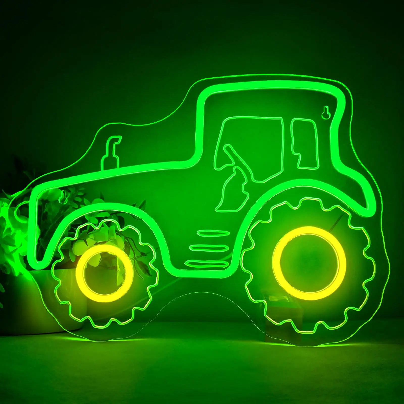 

Green Tractor Neon Light USB Powered Dimmable for Home Party Gift Office Bedroom Kids Room Farmhouse Styles Easy to install