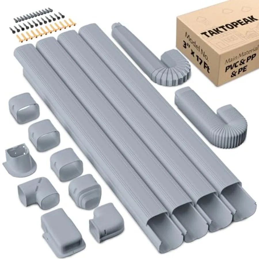 

3'' 17 Feet [Quick Installation] PVC Decorative Line Cover Kit for Ductless Mini Split Air Conditioners, Central AC and Heat Pu