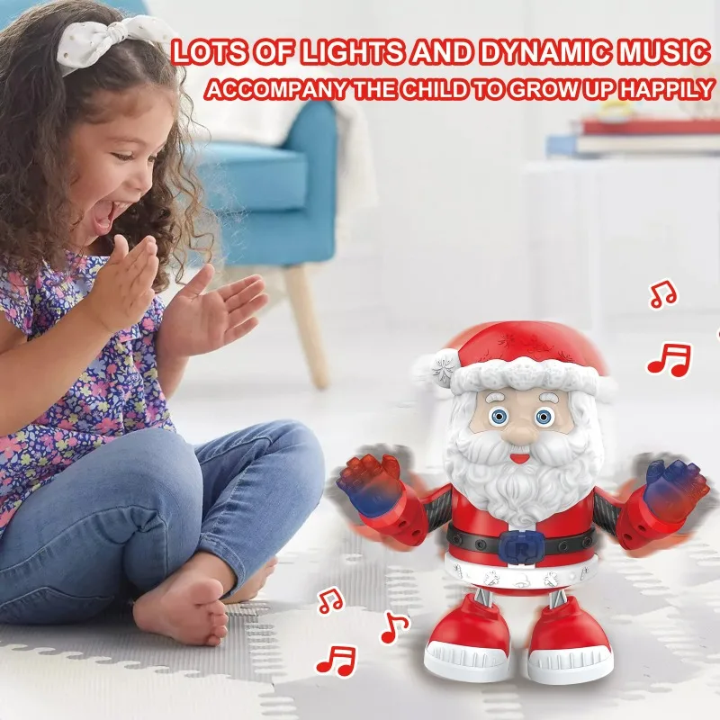 Santa Claus Dancing Toy with Dynamic Music & Light Cute Eletric Chritsmas Santa Claus Toy Christmas Gift for Kids & Adults