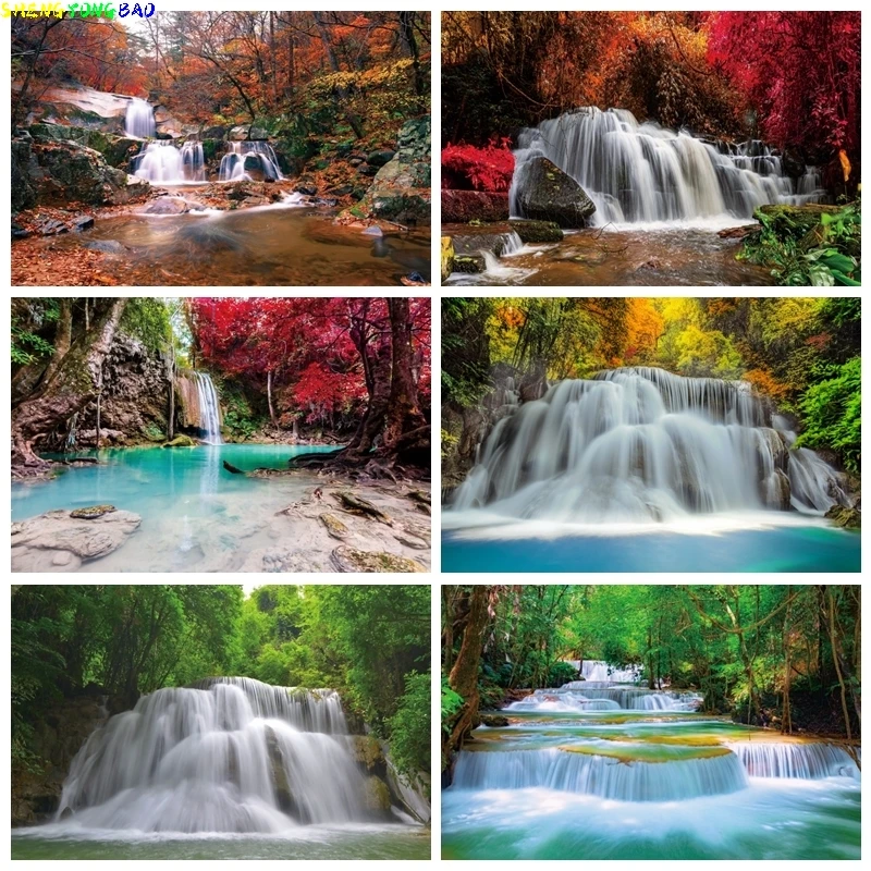 

Природа пейзаж фон водопад горная вода весенний пейзаж лес джунгли летний фон фотография реквизит для фотостудии