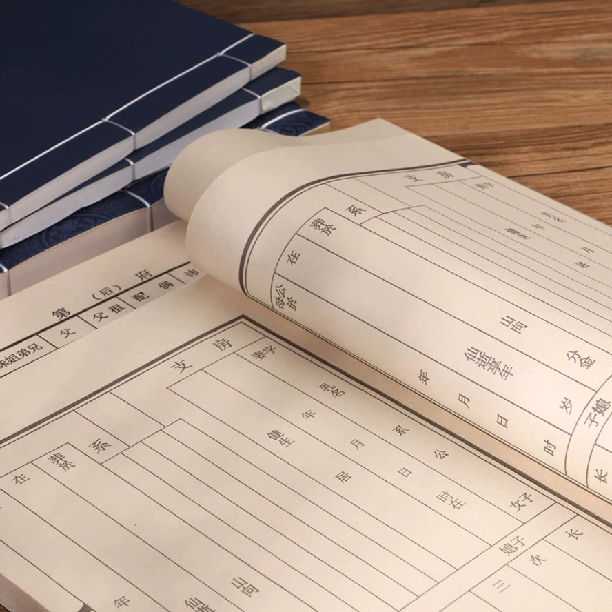 Traditioneel Xuan Paper Family Tree Book - Handgemaakt draadgebonden genealogiealbum met blanco grafieken voor ancestral Records Notebook