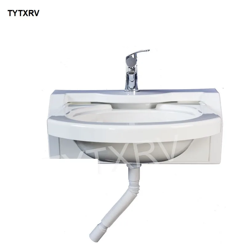 TYTXRV RV موتور المنزل قافلة شقة الفضاء الذكي الاكريليك المدمج في طوي الحمام الحمام المرحاض بالوعة بما في ذلك الصنبور #5