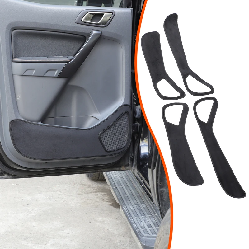 

Набор из 4 предметов, бархатный черный для Ford Ranger 2015-2021, коврик для двери автомобиля, антигрязный коврик, декоративная наклейка, аксессуары для защиты салона автомобиля