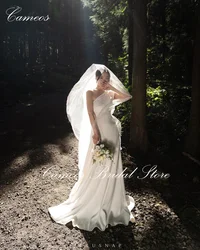 SONDR Korean Wedding Dress One-Shoulder Customized Formal Prom Dress 웨딩드레스  Sheath Sleeveless Satin Evening Gown Bridal