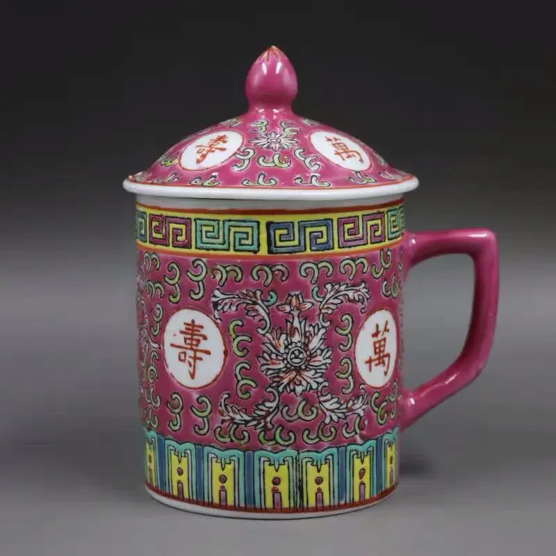 

Traditional Chinese Jingdezhen Ceramic Blue and White Porcelain Mug Red/Blue/Yellow Tea Cup with Lid Drinkware 300ml