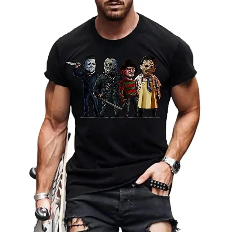 Mens Friends Halloween T-Shirt Michael Jason Halloween Myers Horror Scary Movies Graphic Short Sleeve Shirts Tee Top Gifts manga