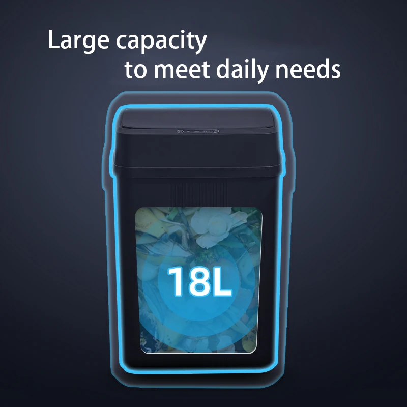 سلة قمامة ذكية مقاومة للماء سعة 18 لترًا مع مستشعر تلقائي، للمطبخ/الحمام/الداخلي