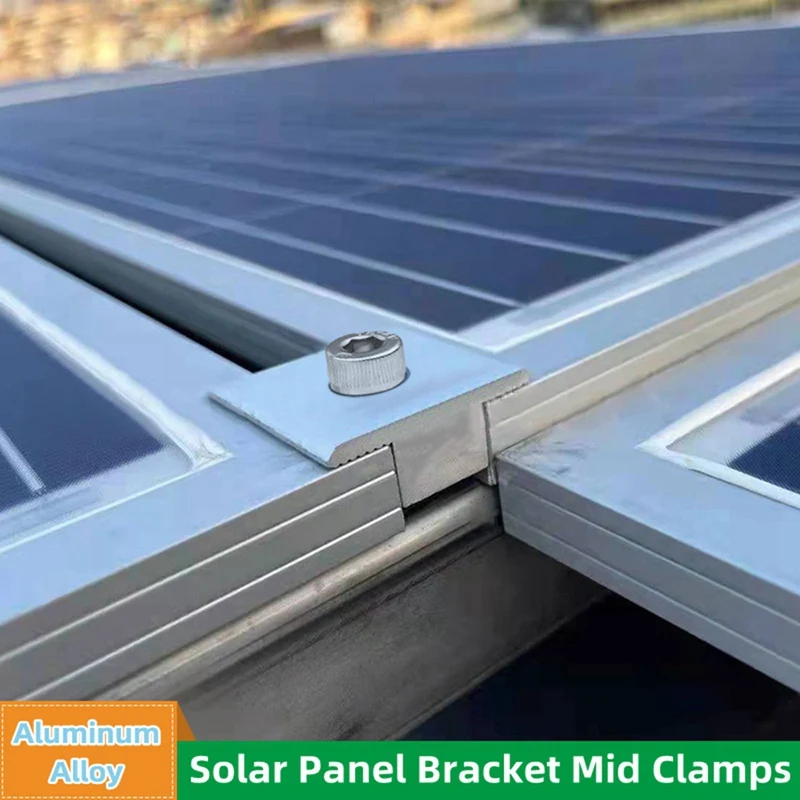 Braçadeira de suporte ajustável para painel solar, clipe de montagem, braçadeira de extremidade solar 35mm para fixação de painel solar, durável, fácil de usar