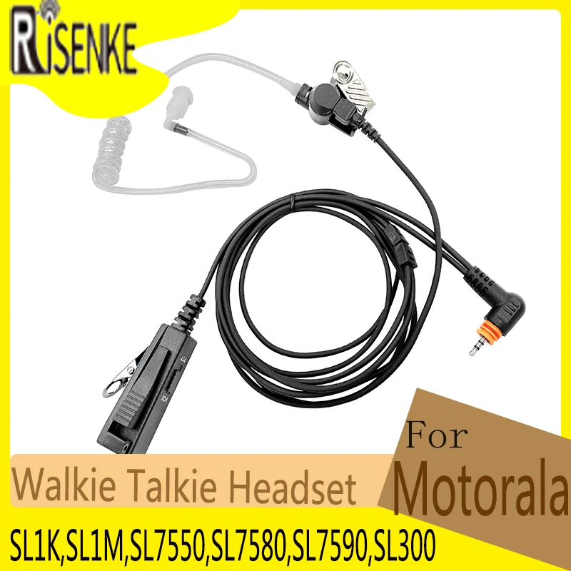 

RISENKE-Two Way Radio Earpiece for Motorola,SL1K,SL1M,SL7550,SL7580,SL7590,SL300,Walkie Talkie Headset,Great Pair of the New PTT