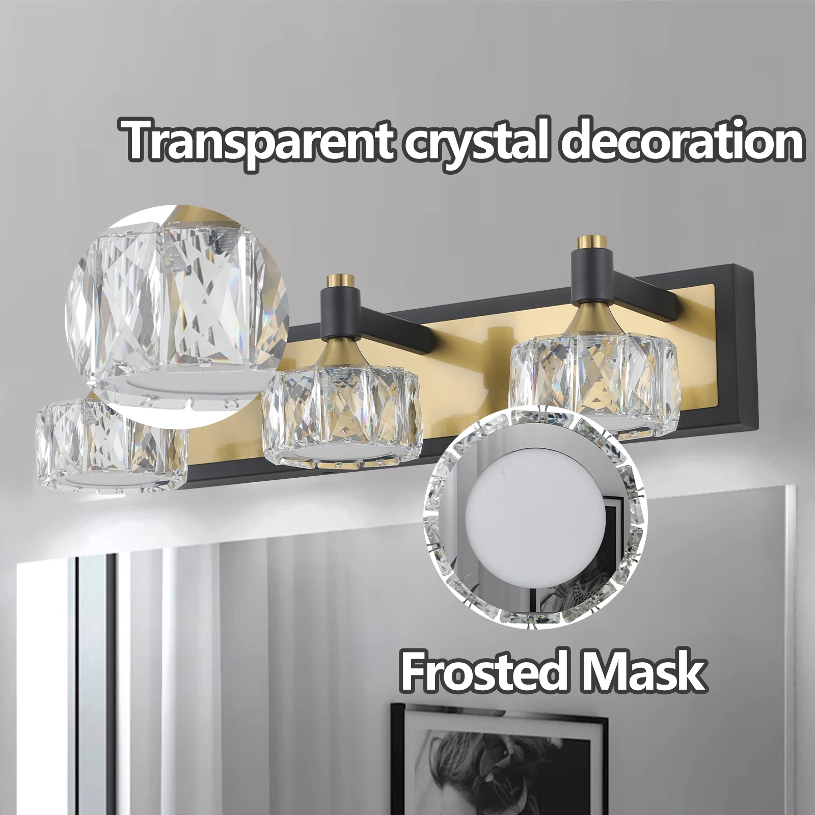 LED 4-Light Modern Crystal Bathroom Vanity Light Over Mirror Bath Wall Lighting Fixtures